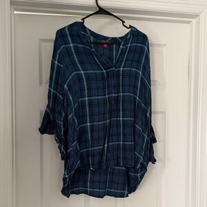 Vince Camuto Navy Plaid Button Down Shirt